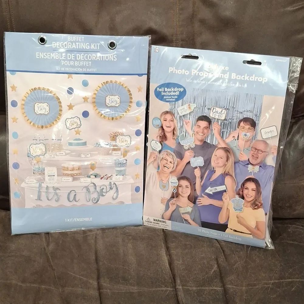 Baby Boy Baby Shower Backdrop & Decorating Kit Decorations